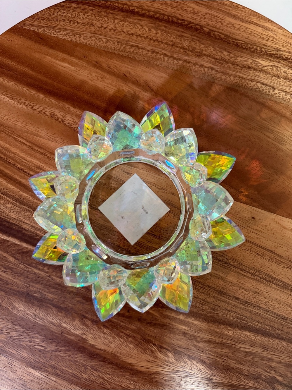 Iridescent Lotus Crystal Candle Holder - Clear/Multicolor